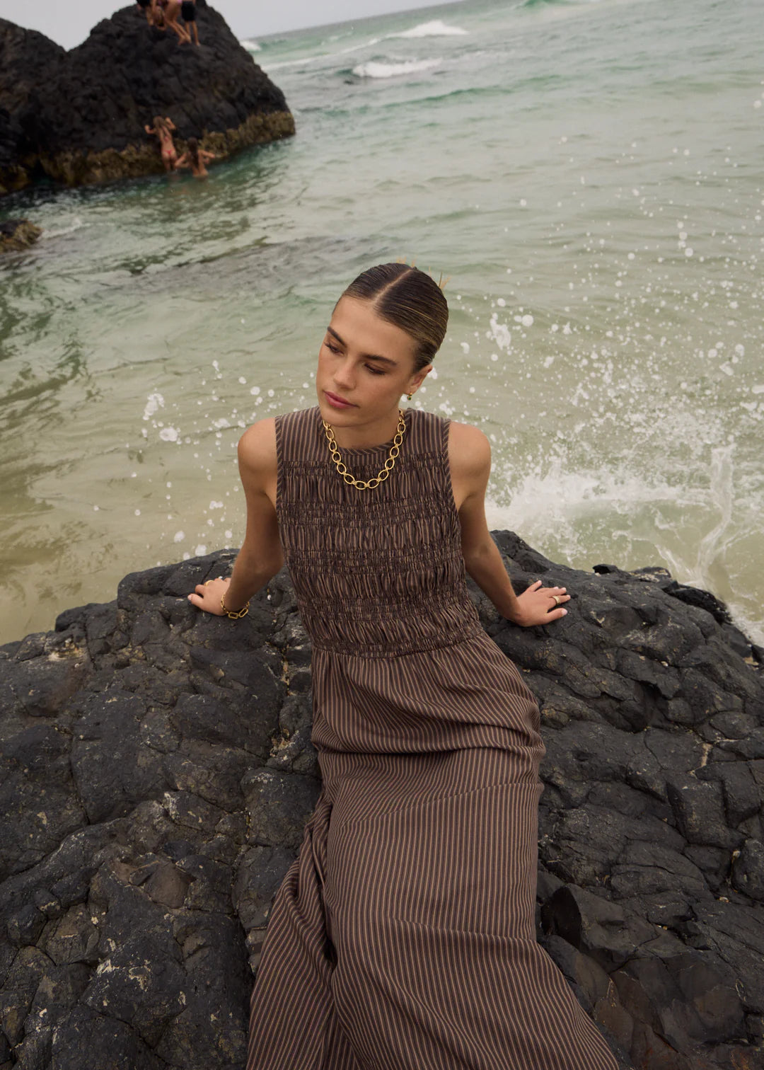 Cyrus Maxi Dress Coffee Stripe