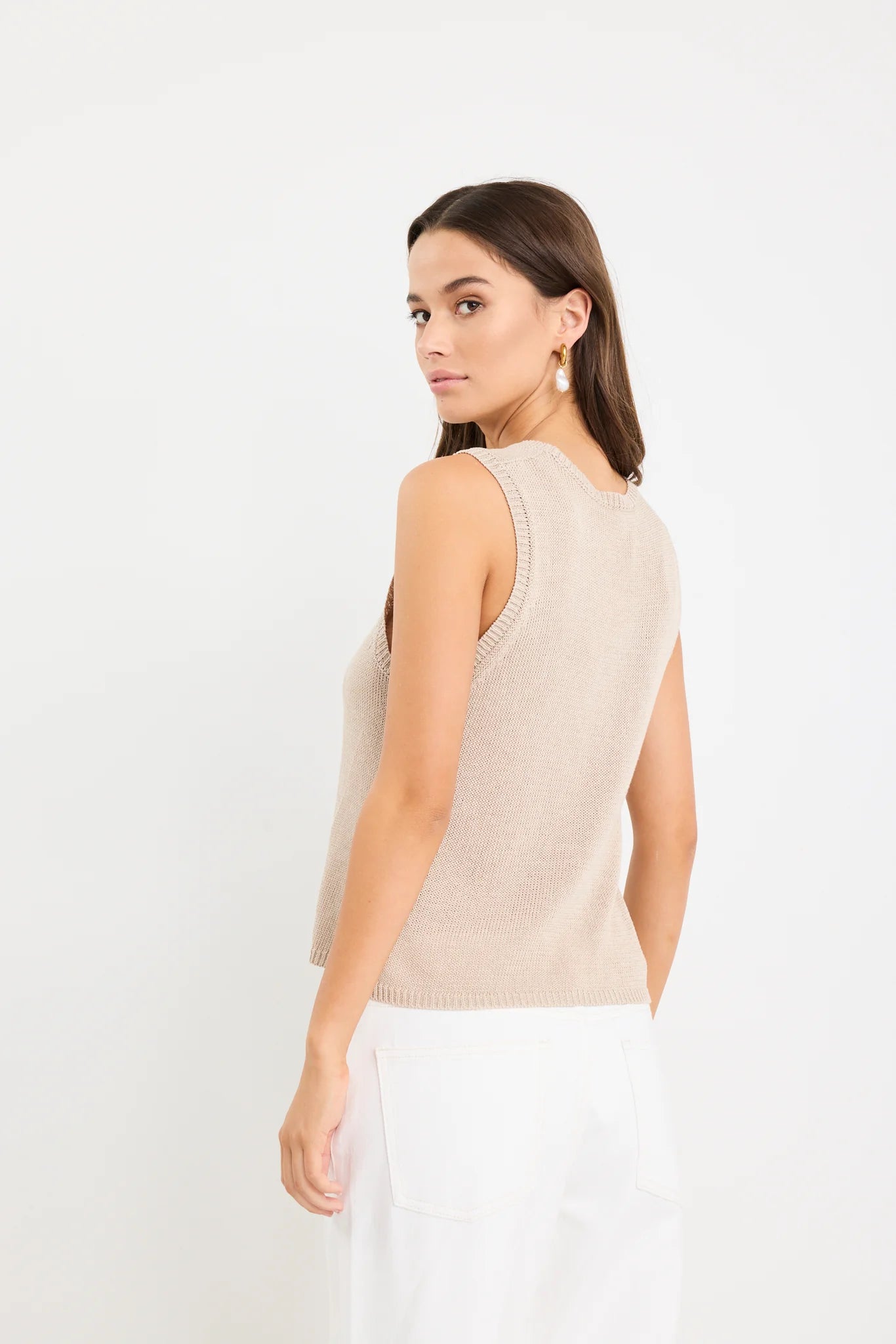 Salute Sand Relaxed Sleeveless Knit Tank Top
