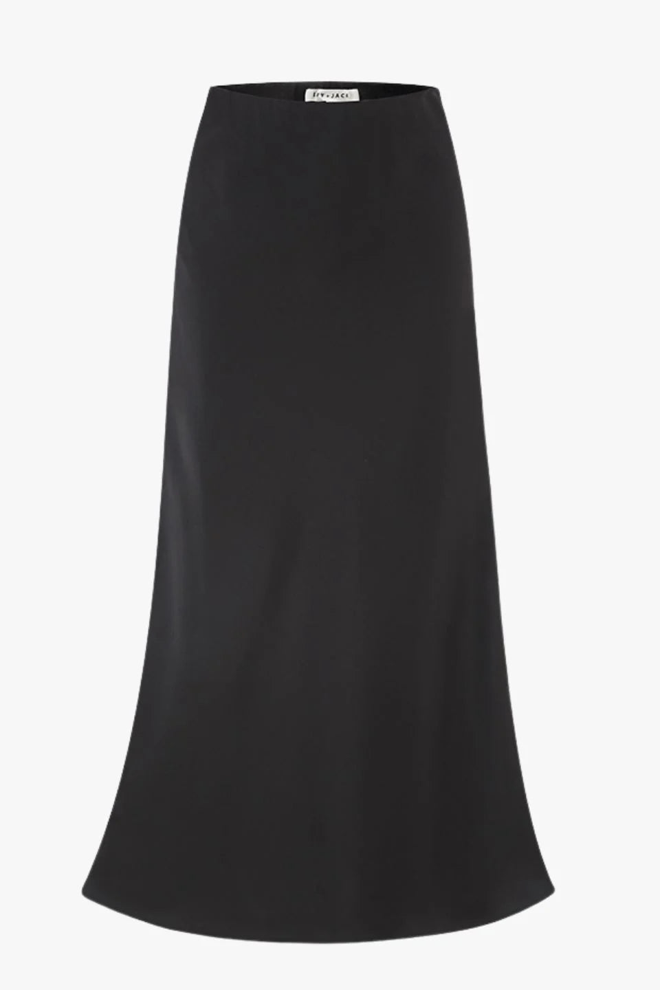 Rosette Satin Bias Midi Skirt Black