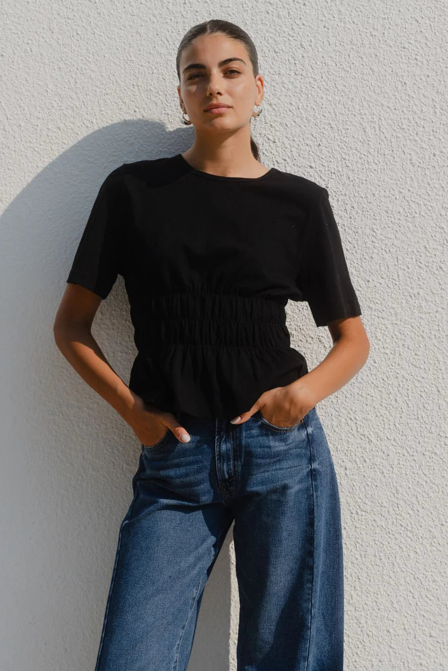 Svelte Shirred Top Black