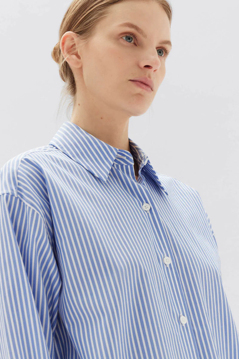 Poplin Shirt Blue/White Stripe