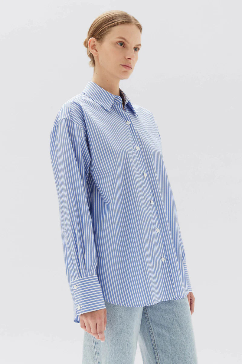 Poplin Shirt Blue/White Stripe
