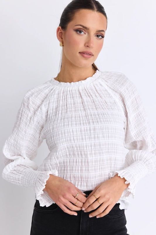 Sonnet Shirred Top White