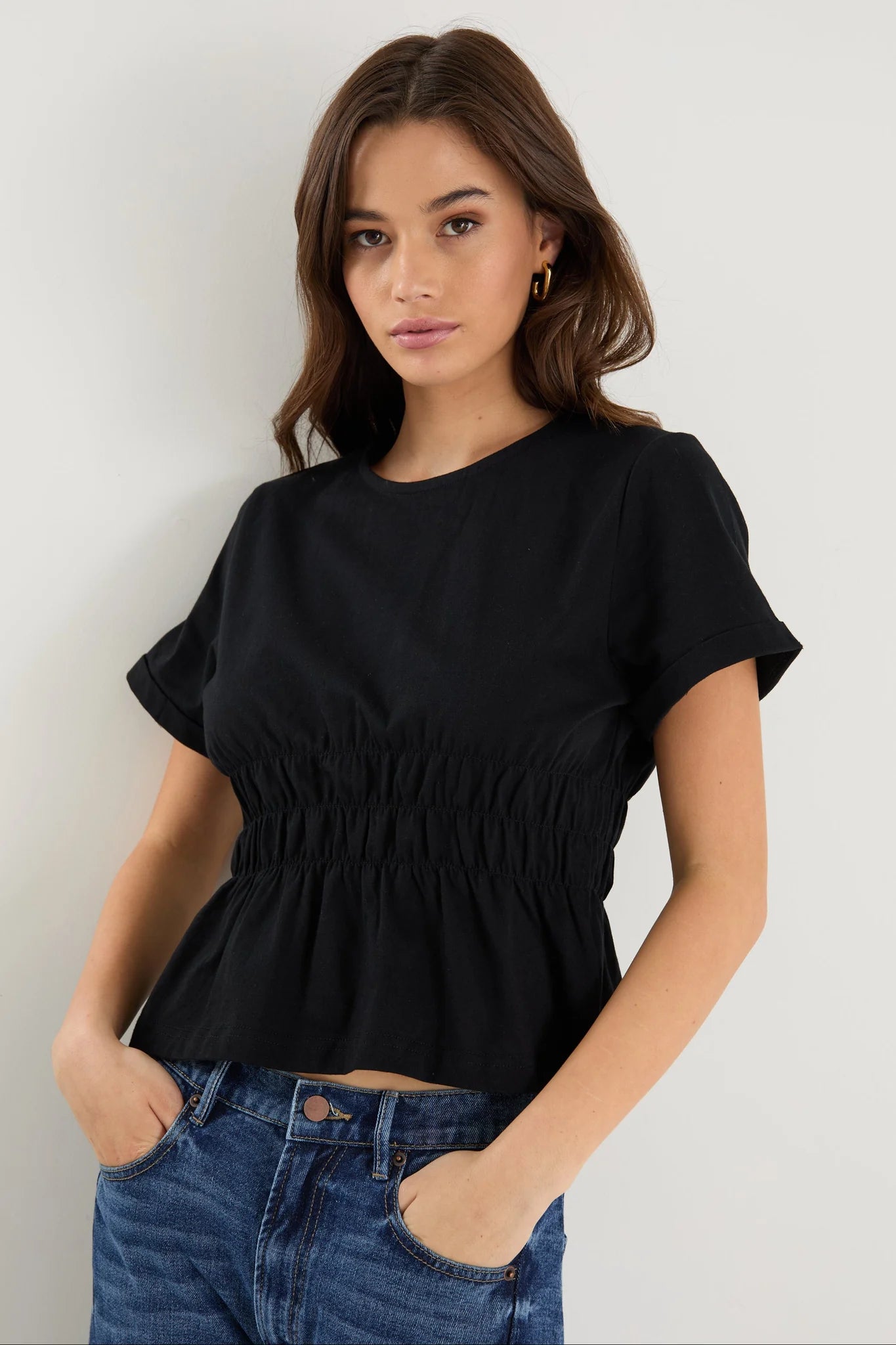 Svelte Shirred Top Black