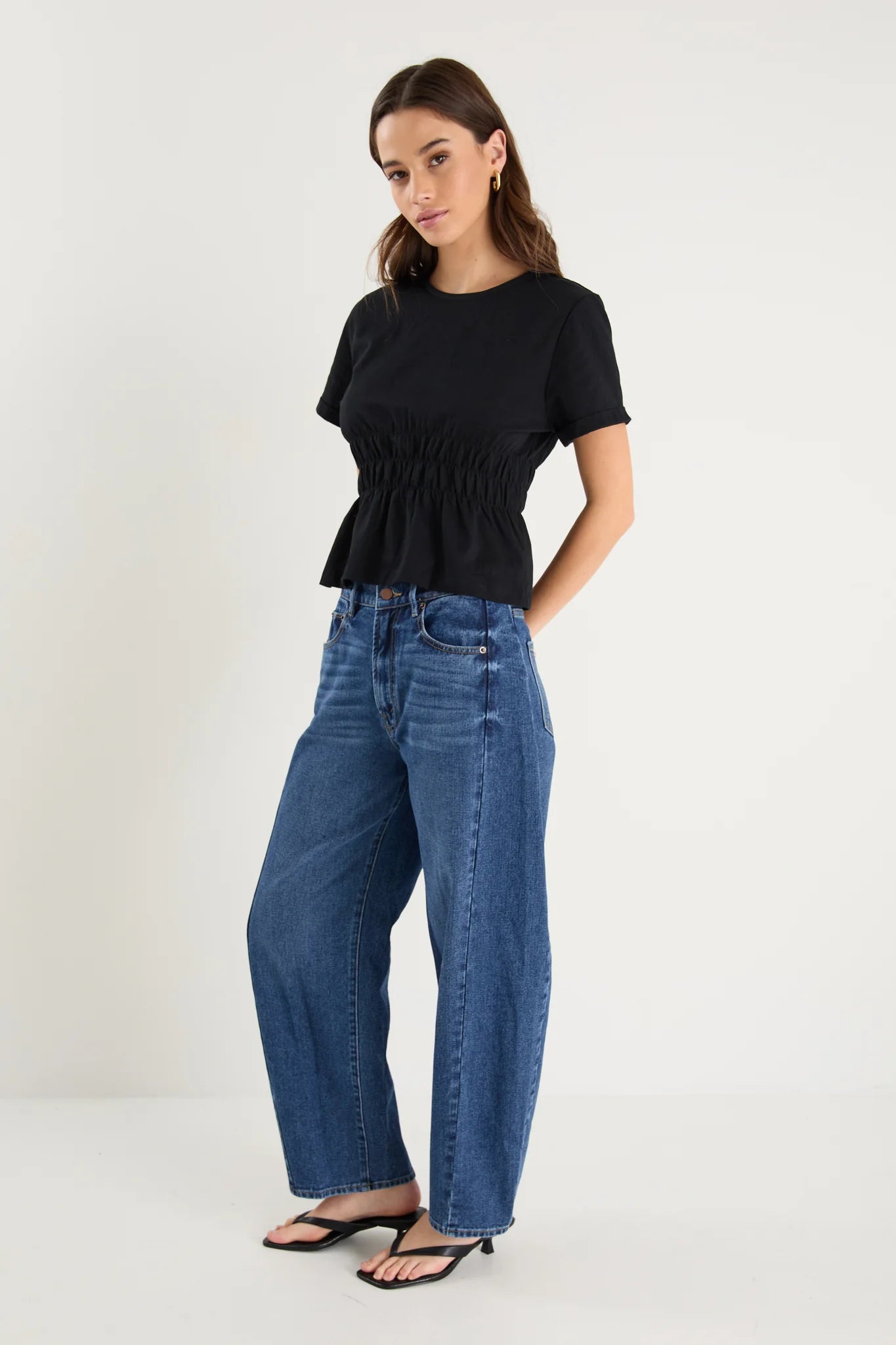 Svelte Shirred Top Black