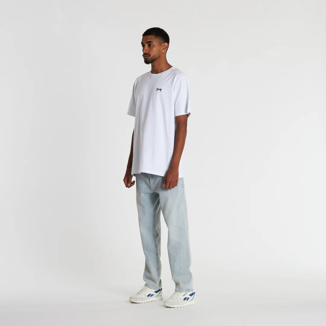 Stamp Script Tee White