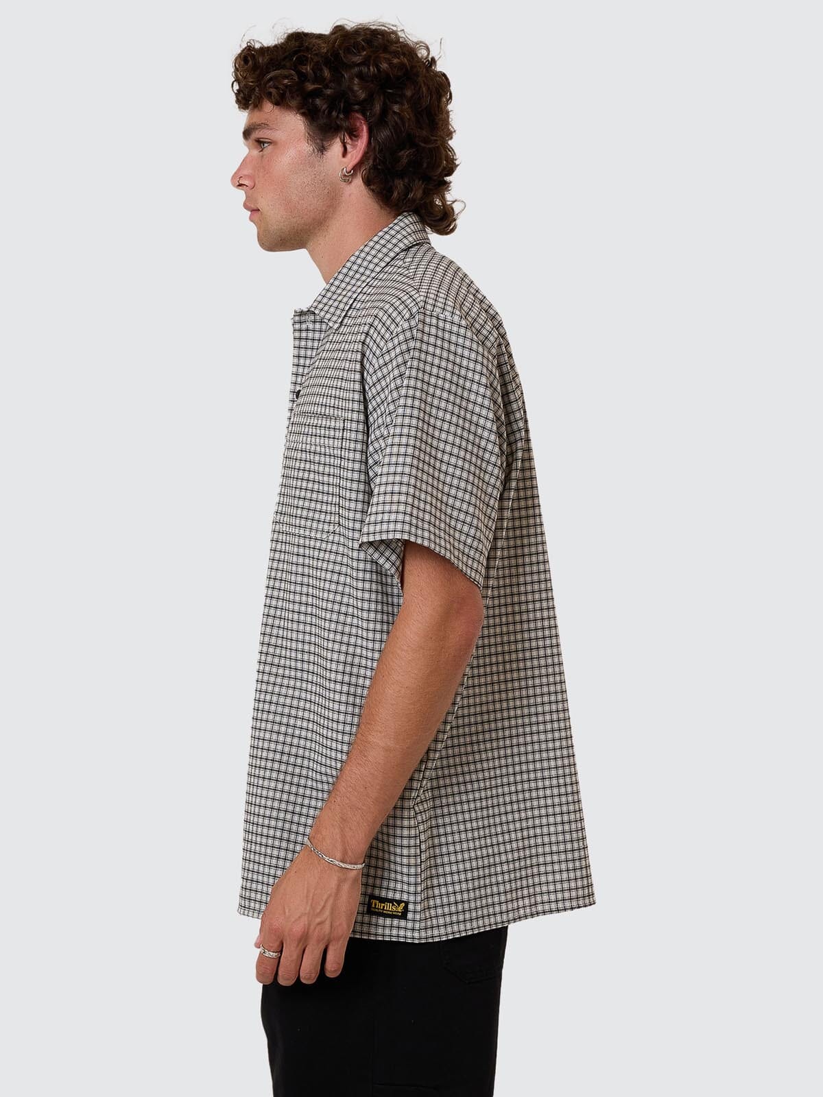 Thrills Union S/S Check Light Stone
