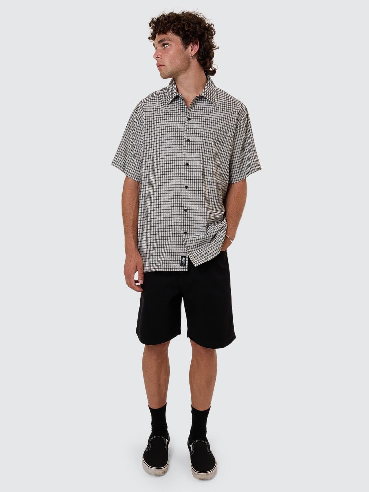 Thrills Union S/S Check Light Stone