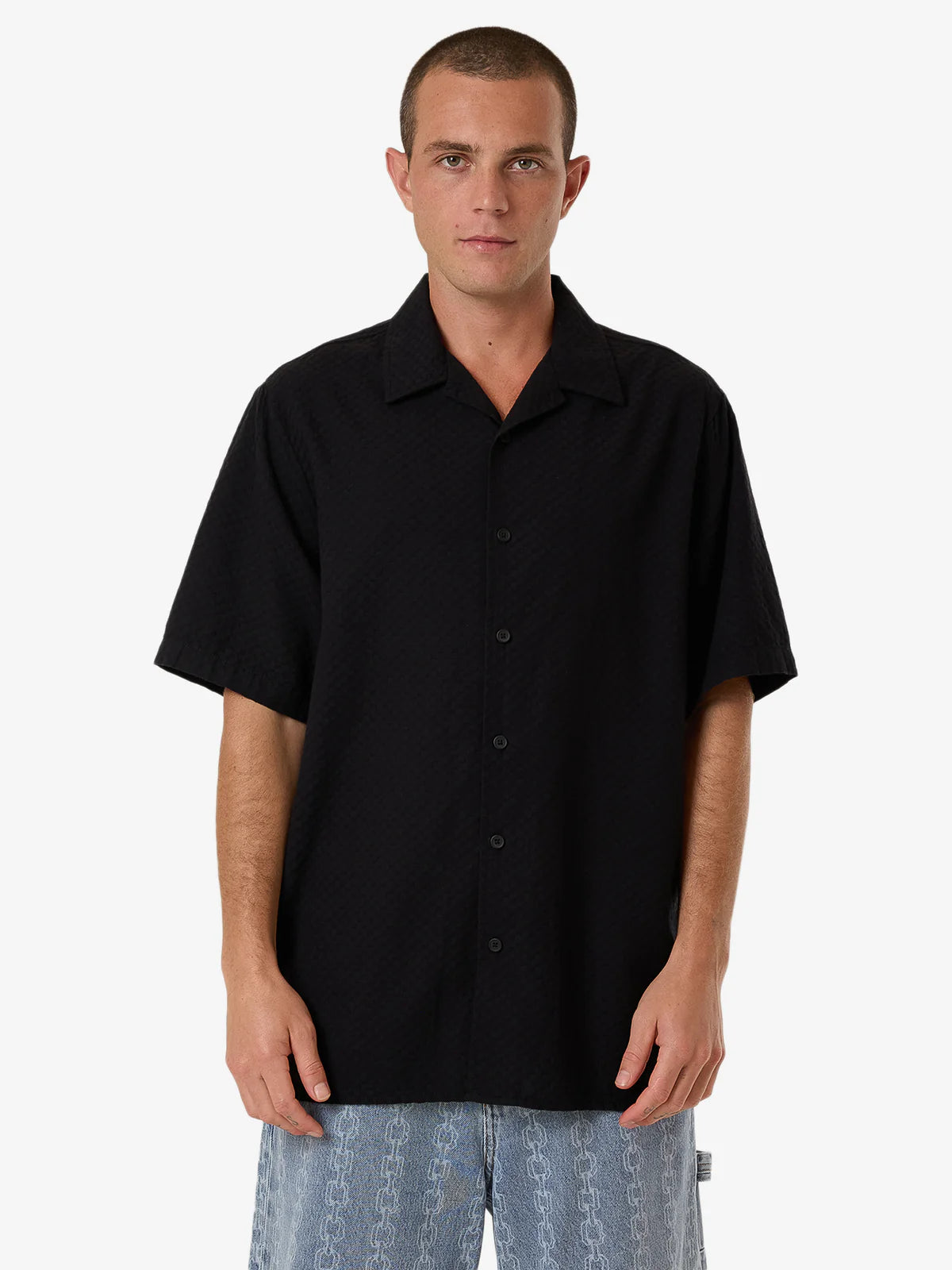 Distortion Bowling Shirt Black