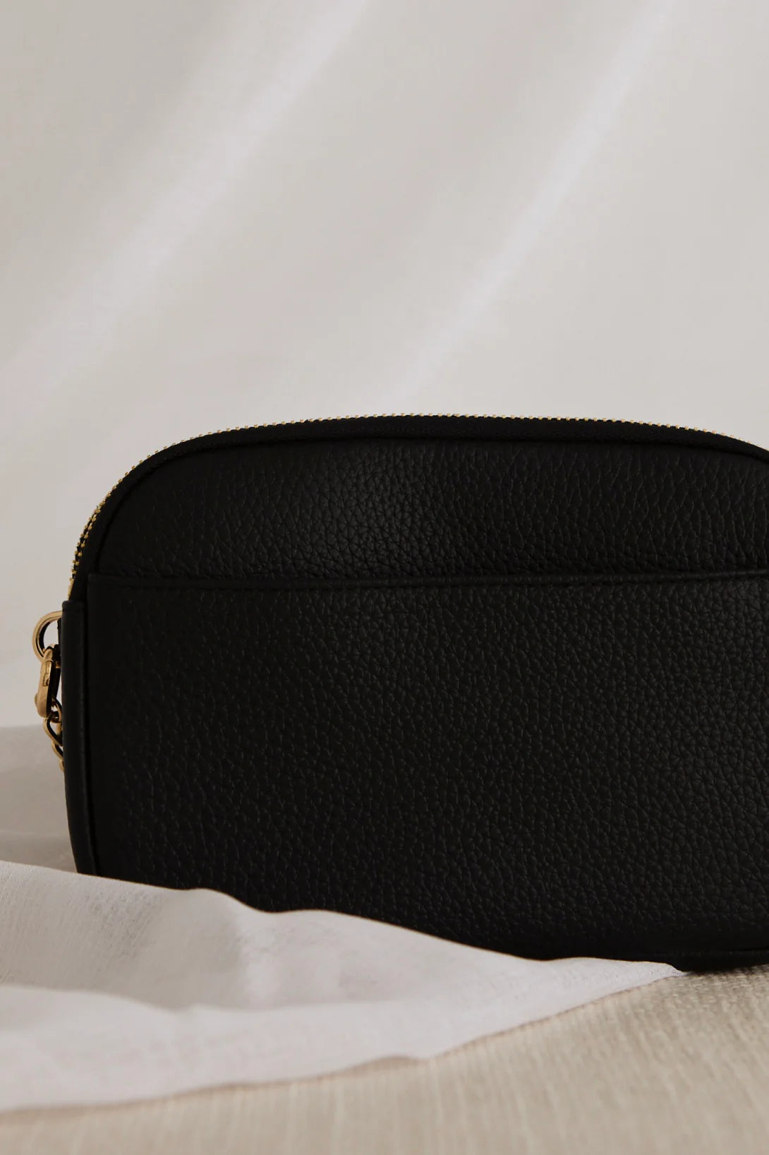 Venice Black Leather Double Pouch Bag