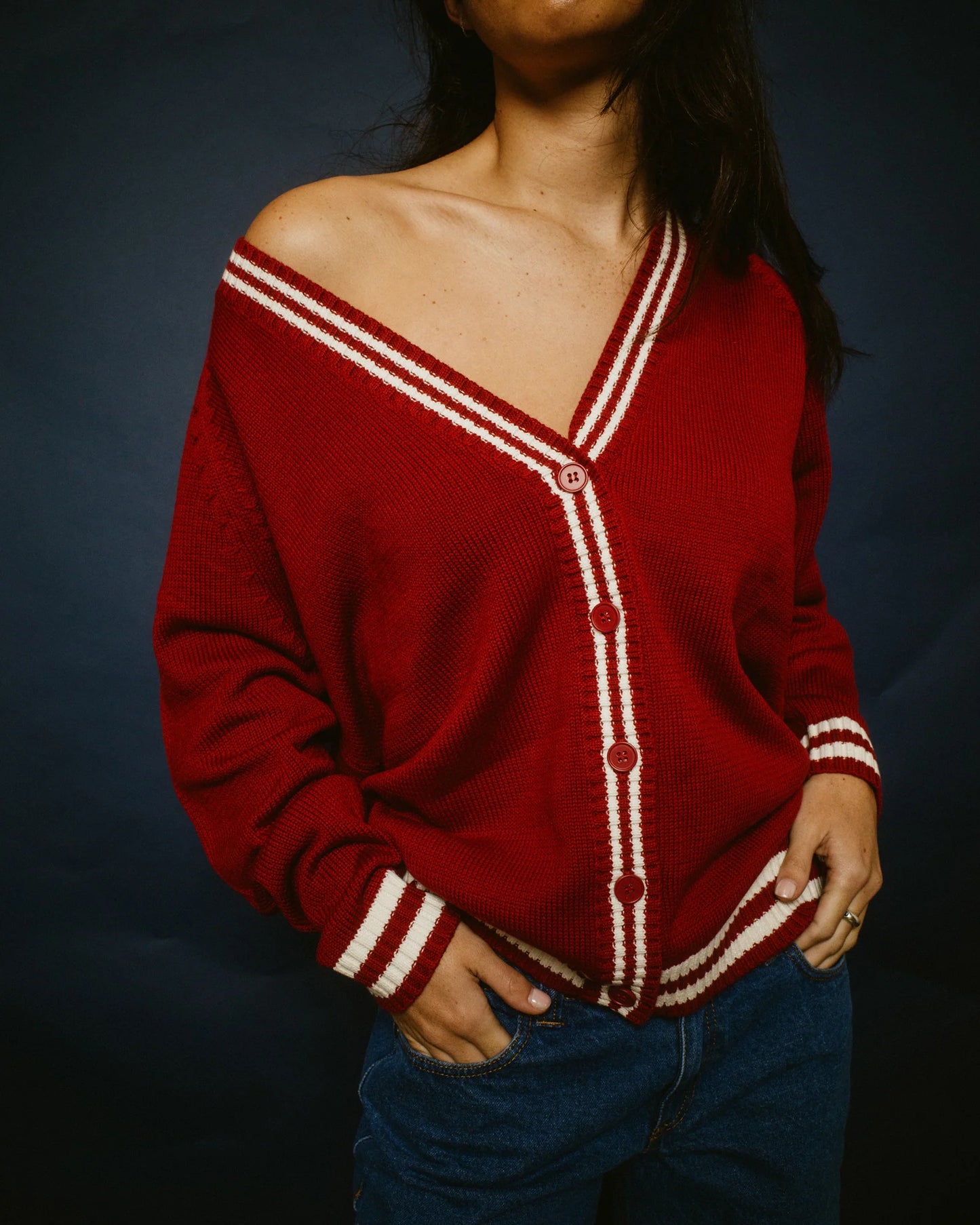 Cambridge Oversized Cardigan Red