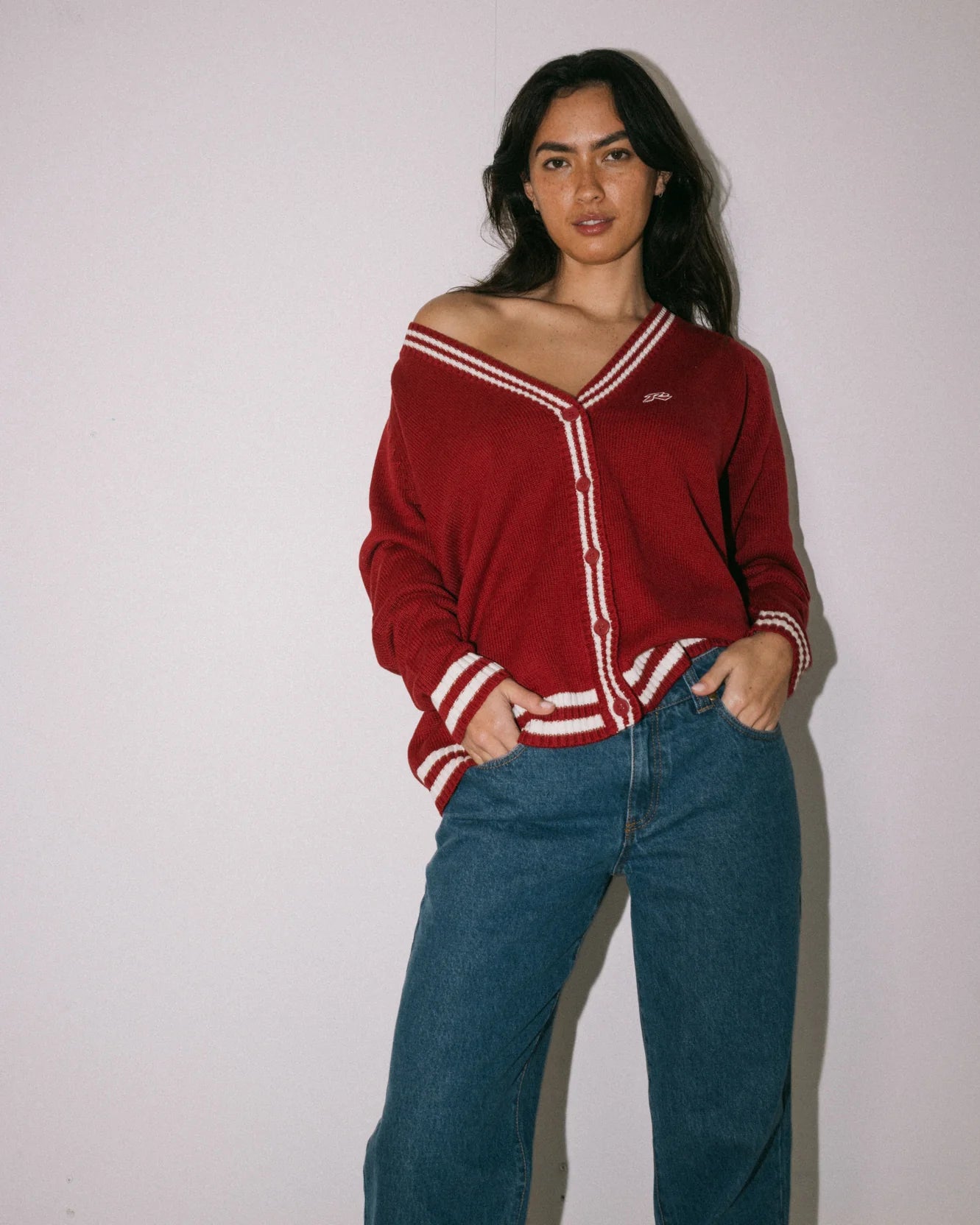 Cambridge Oversized Cardigan Red