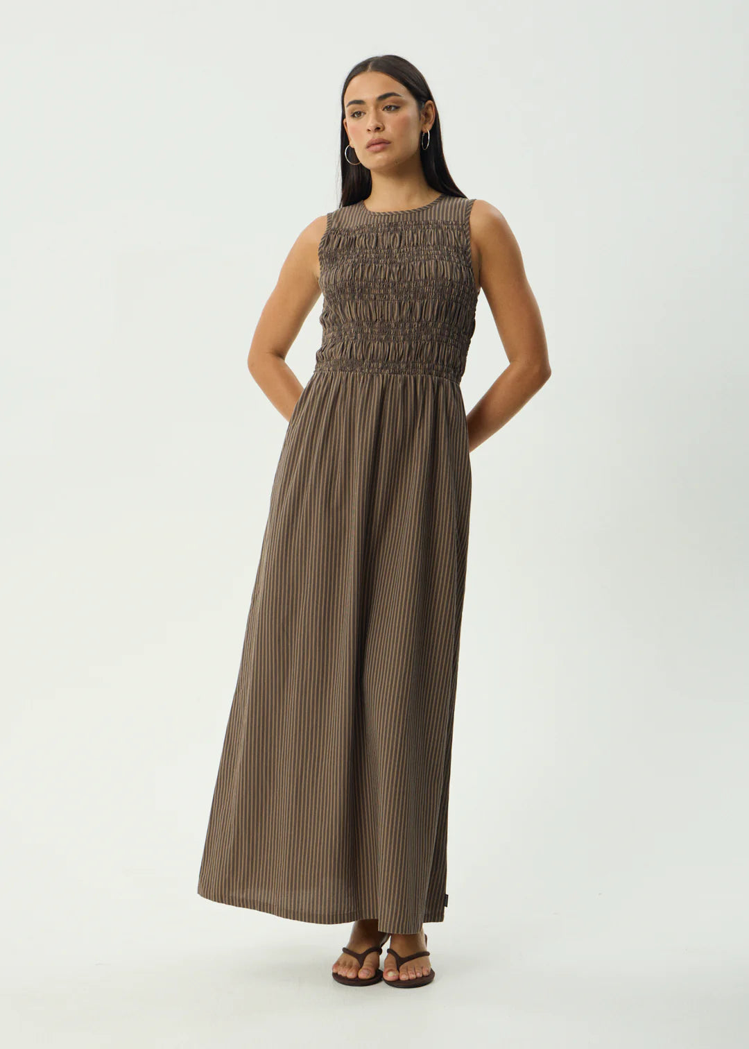 Cyrus Maxi Dress Coffee Stripe