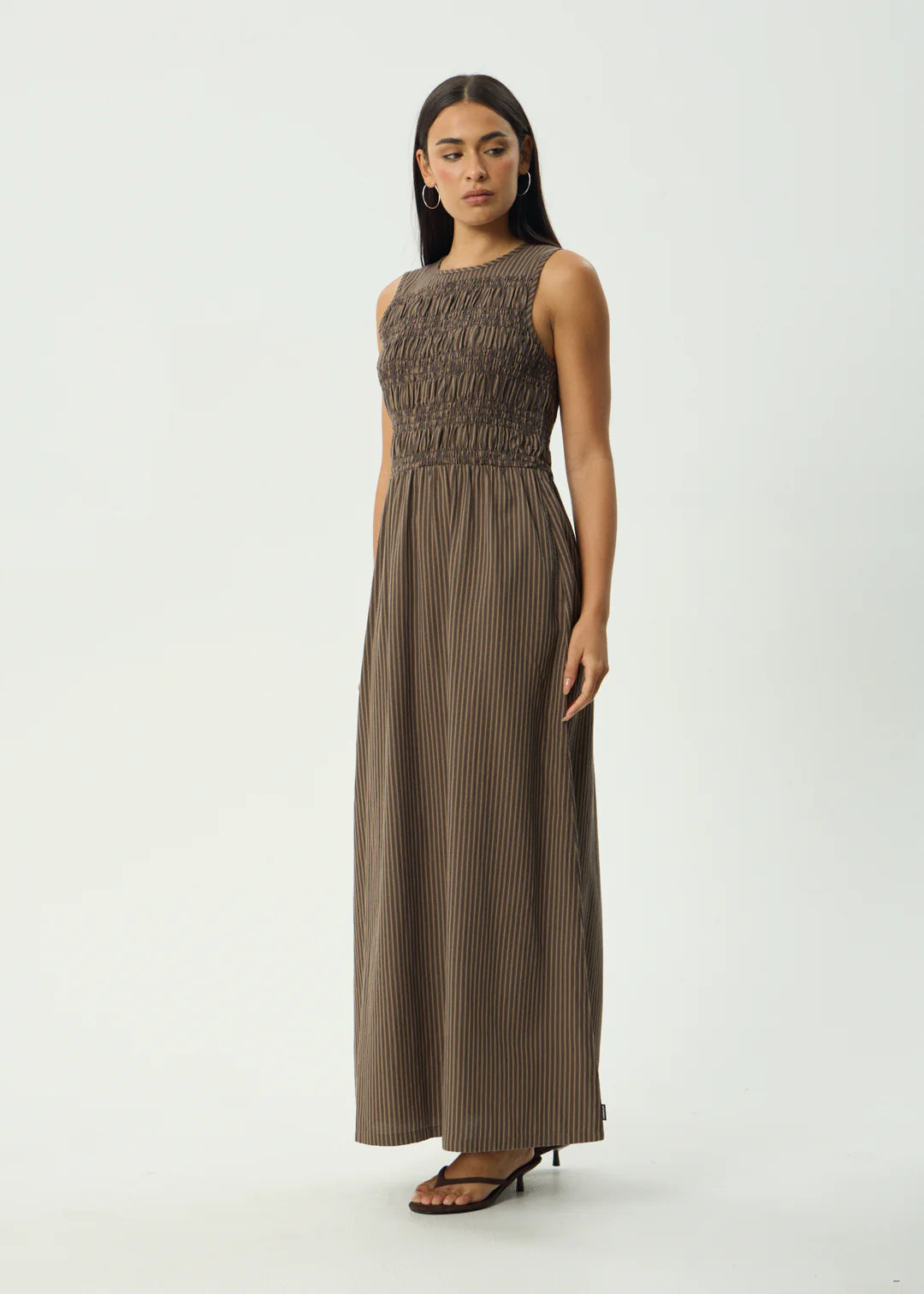 Cyrus Maxi Dress Coffee Stripe