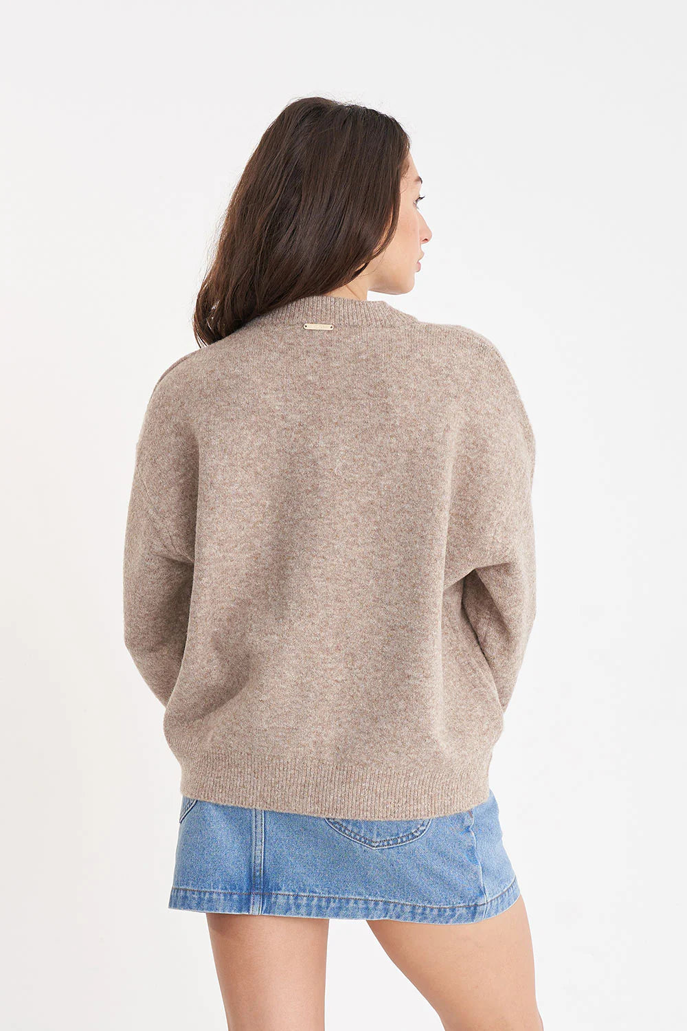 Kendall Crew Cardigan Oat Marle