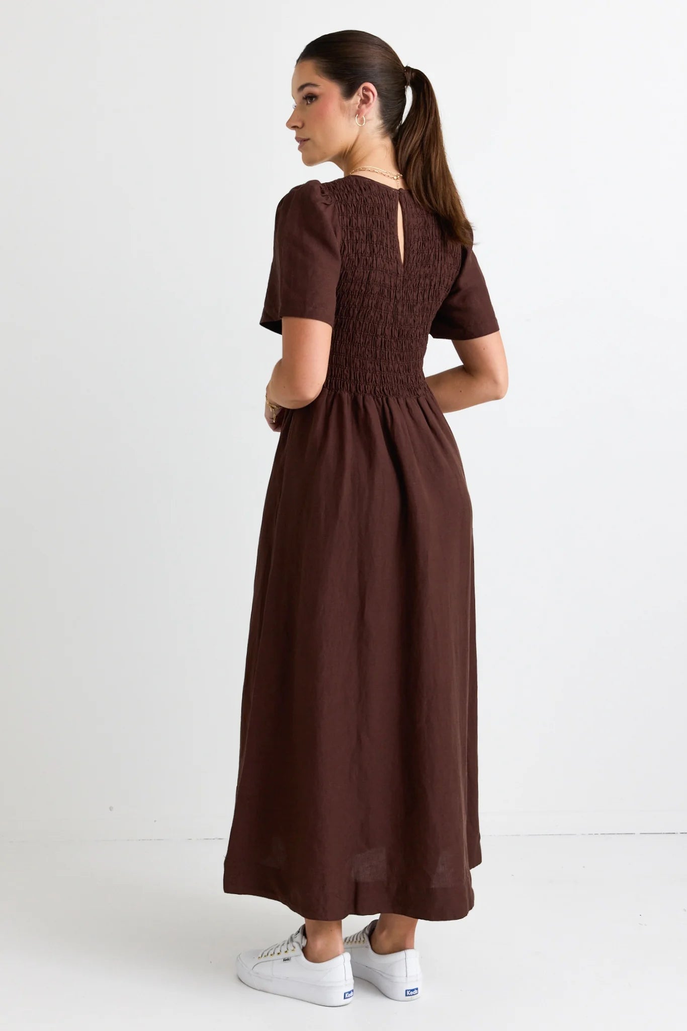 Wren Linen Bodice  Dress Chocolate