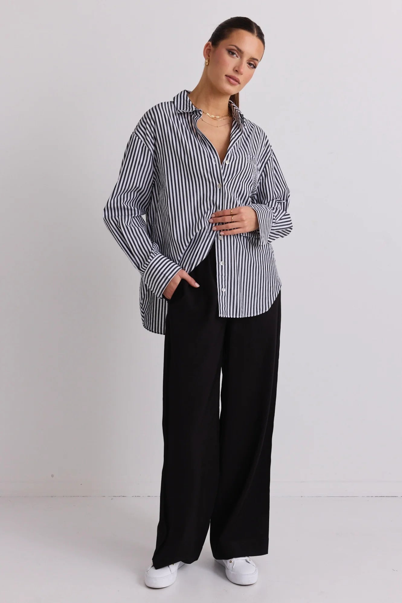 You Got This Black/Stripe Poplin Shirt