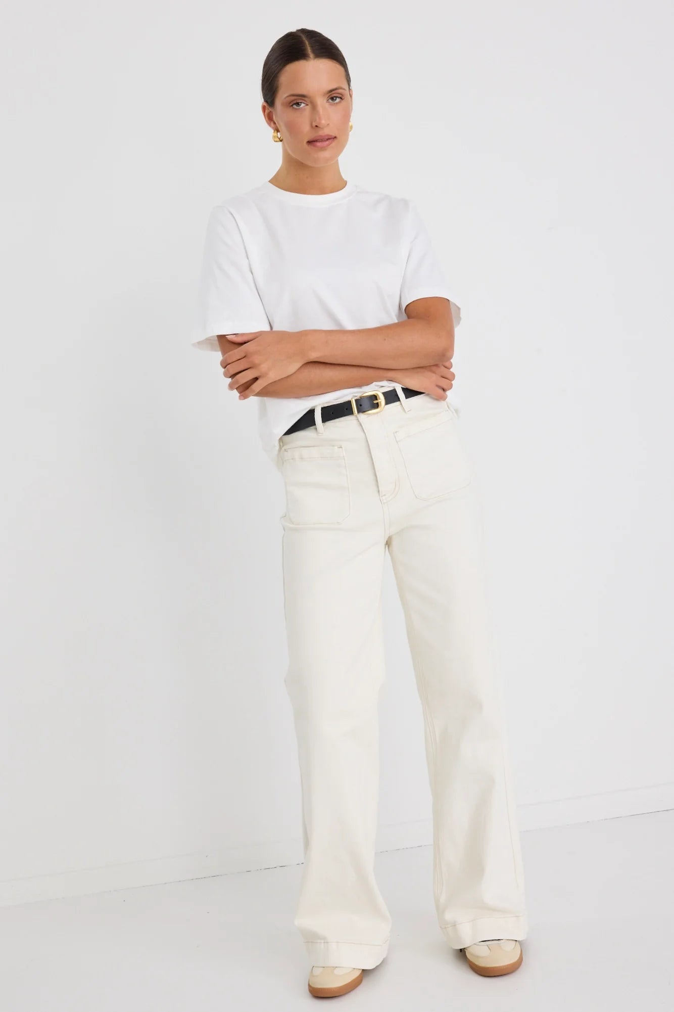 Zoey Ecru High Rise Wide Leg Jean