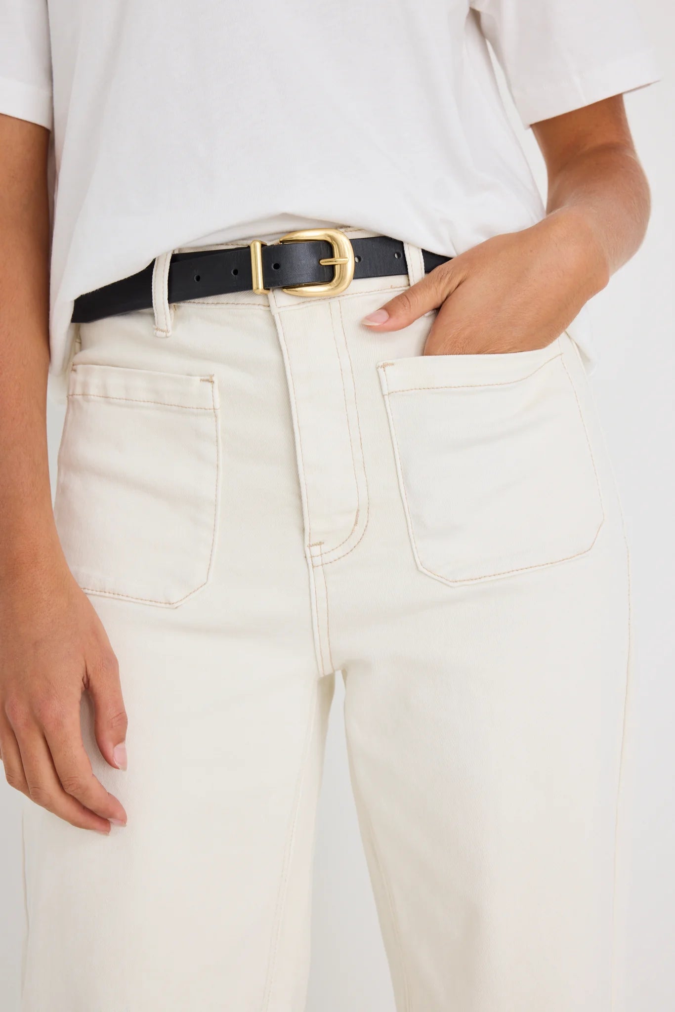 Zoey Ecru High Rise Wide Leg Jean