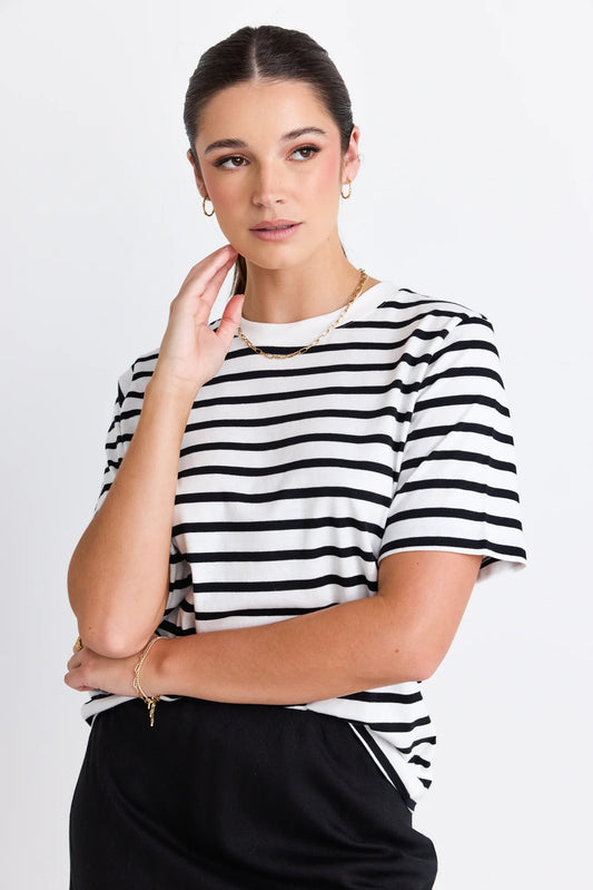 Binding Stripe Boxy Fit Tee