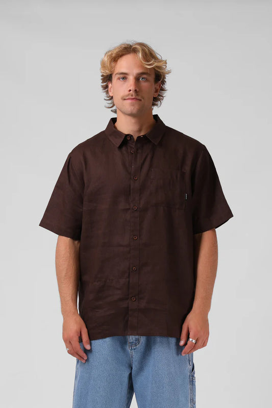 Linen SS Shirt Chocolate