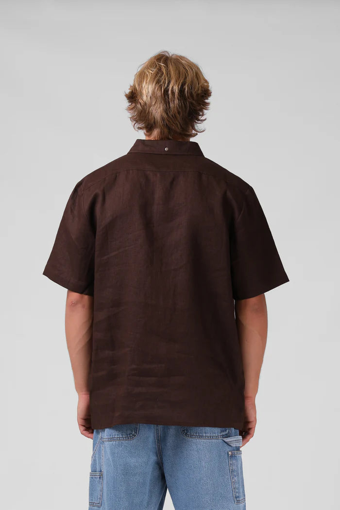 Linen SS Shirt Chocolate