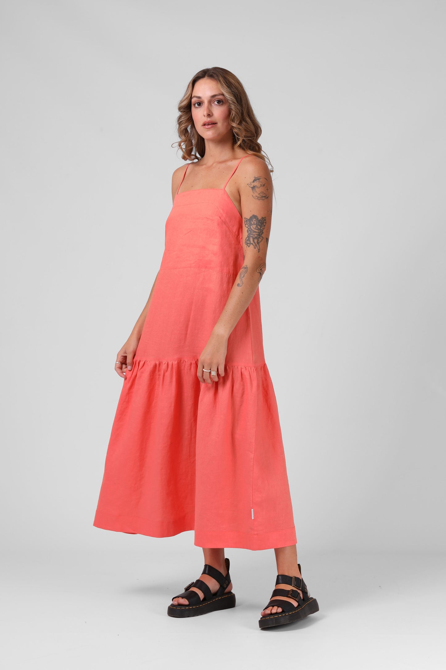 Antoinette Dress Washed Coral