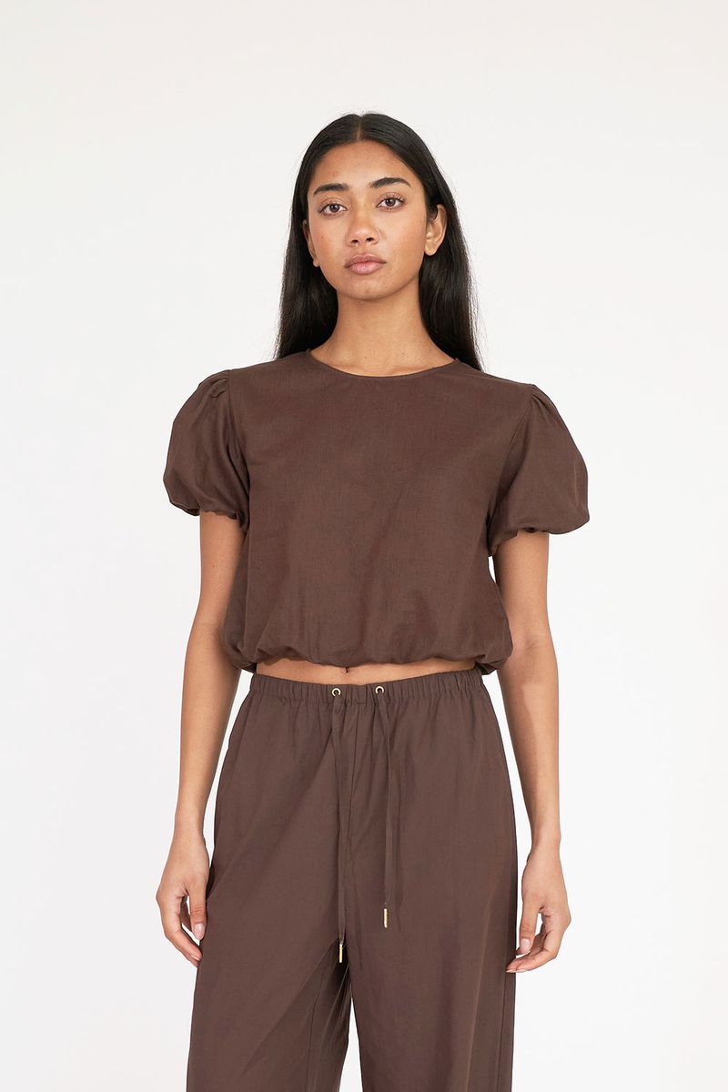 LIN-IN Airy Top - Cocoa
