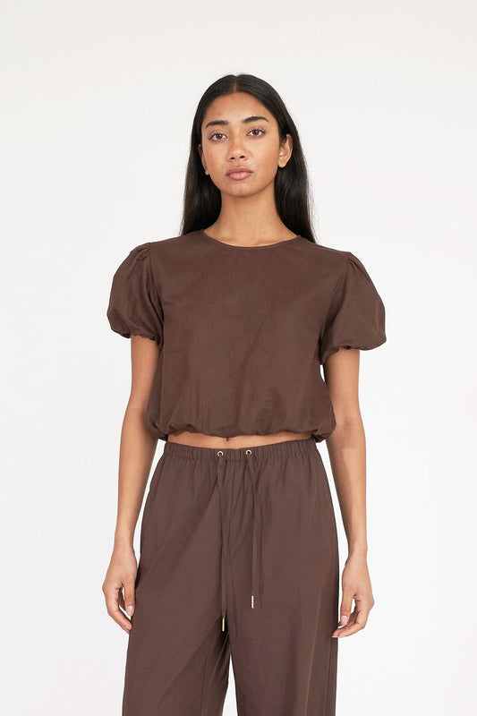 LIN-IN Airy Top - Cocoa