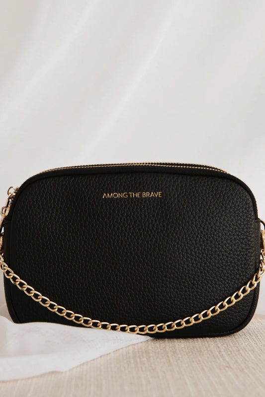 Venice Black Leather Double Pouch Bag