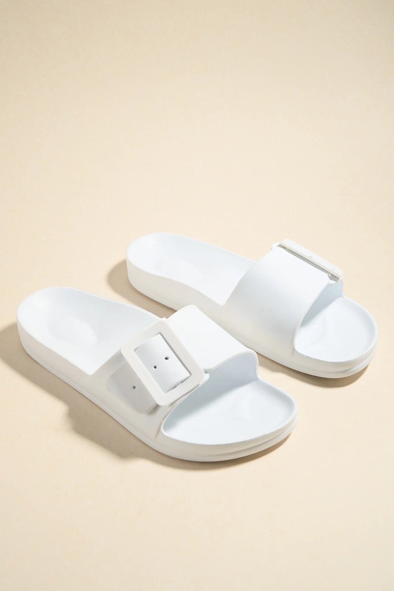 Cool White Single Buckle Slides