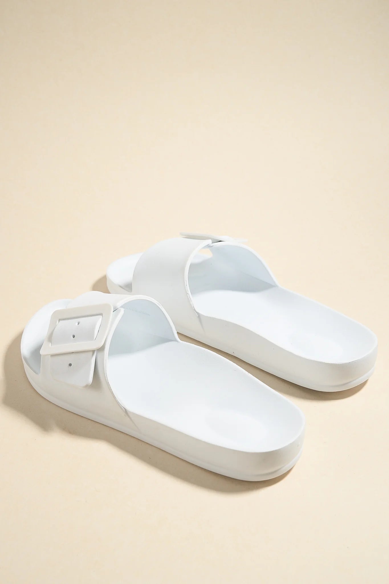 Cool White Single Buckle Slides