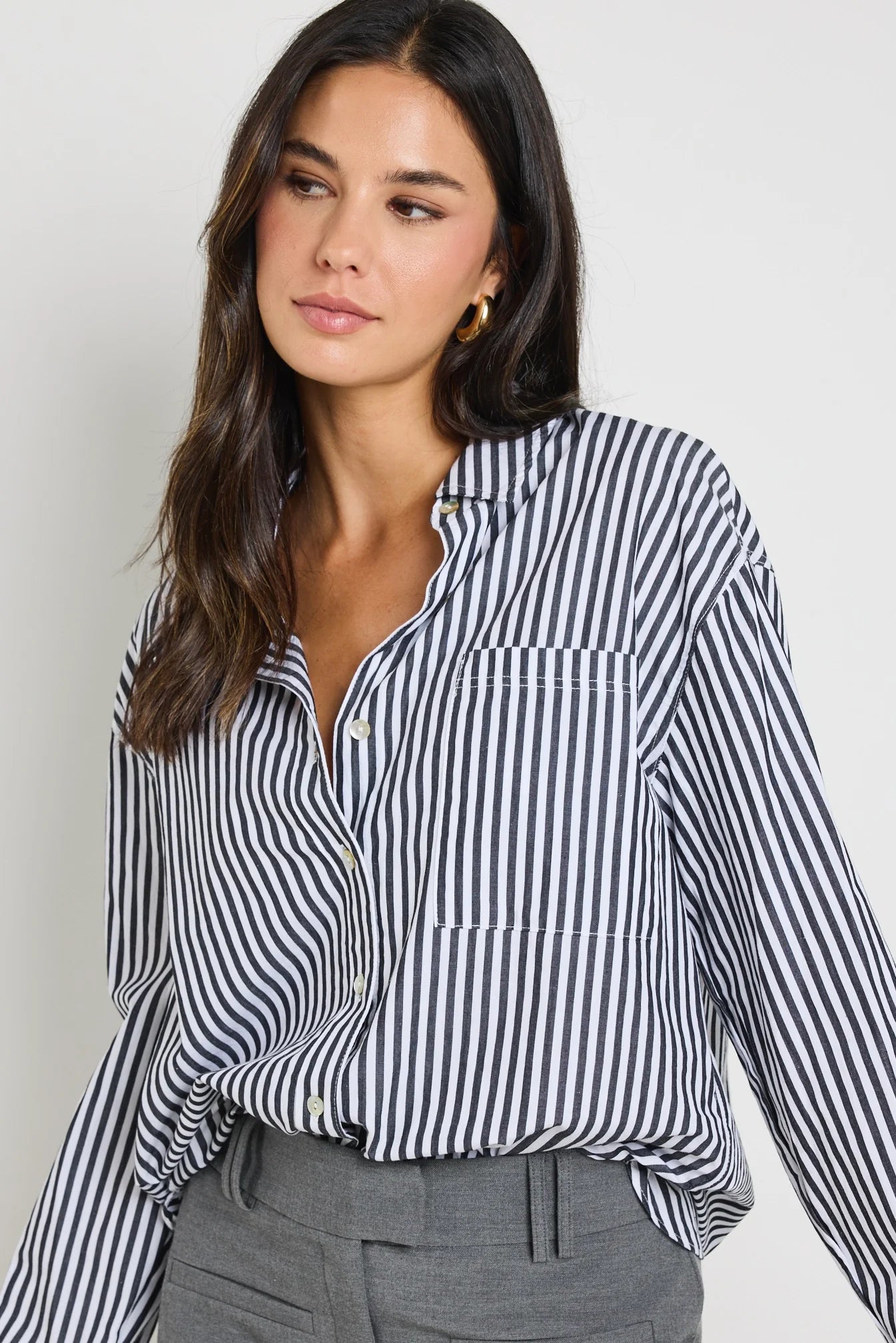 You Got This Black/Stripe Poplin Shirt