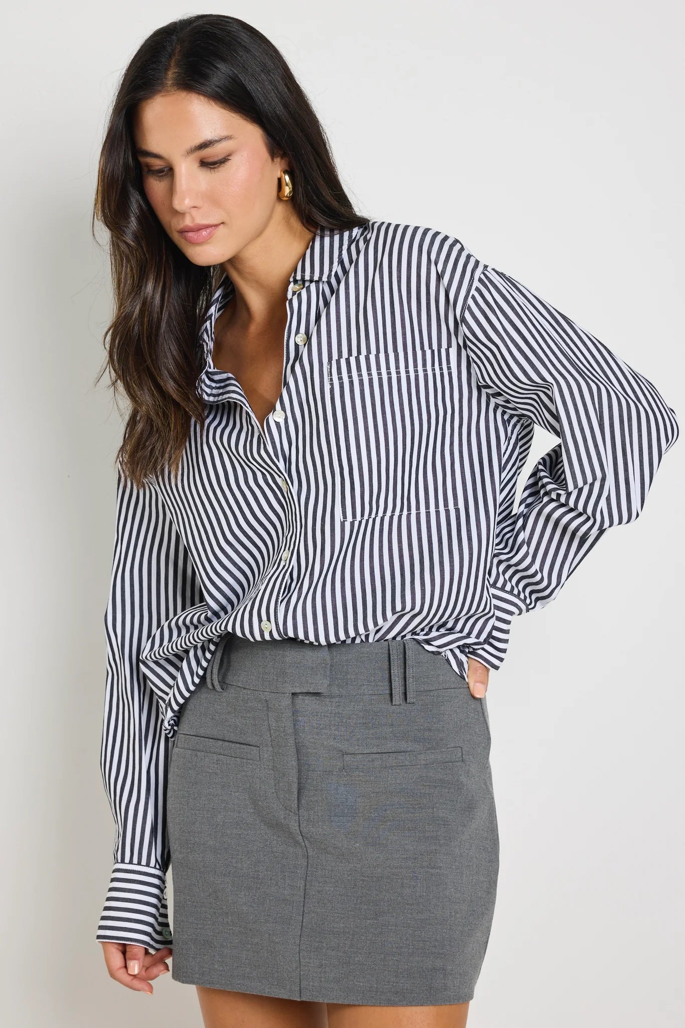 You Got This Black/Stripe Poplin Shirt