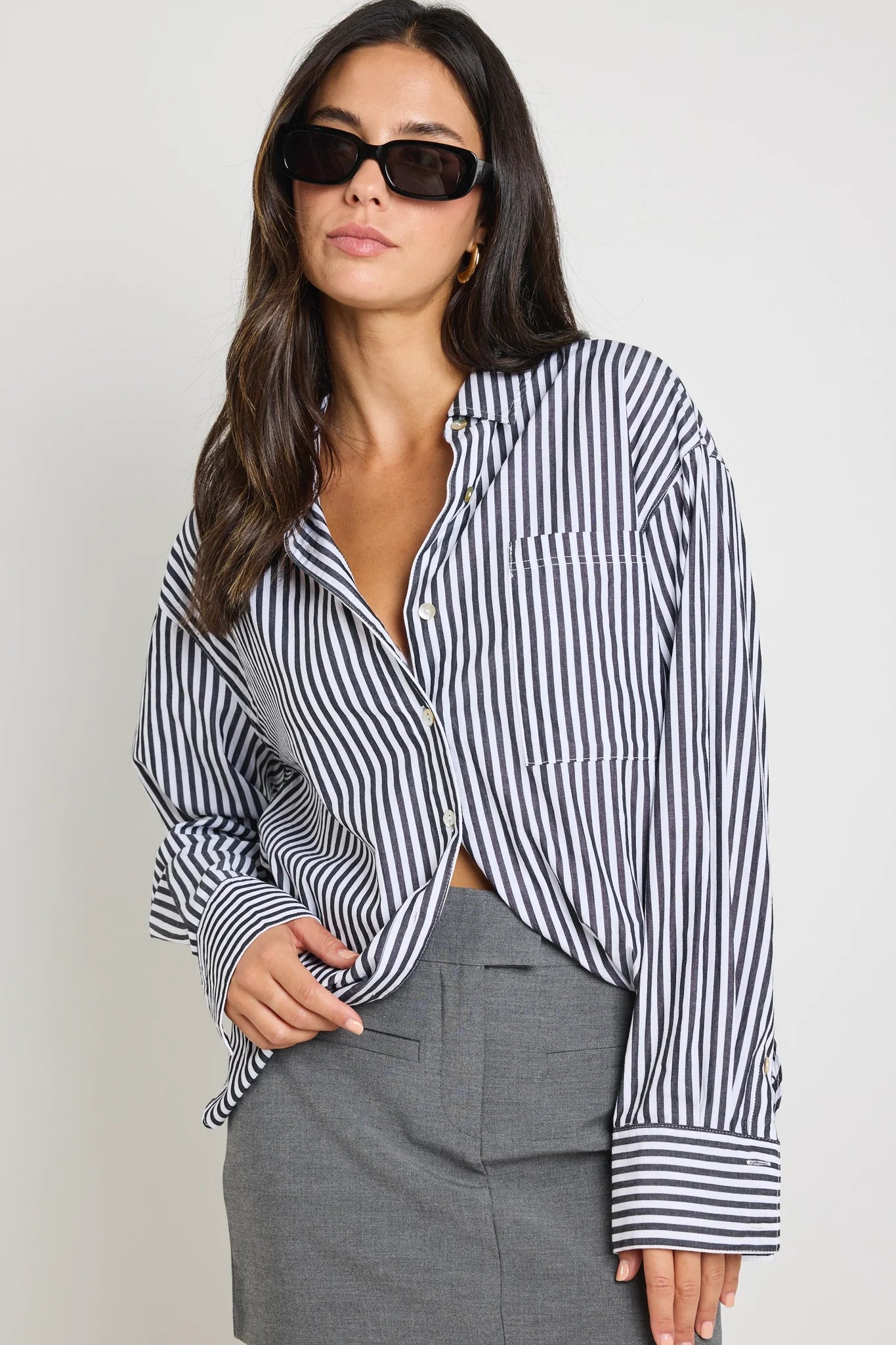 You Got This Black/Stripe Poplin Shirt