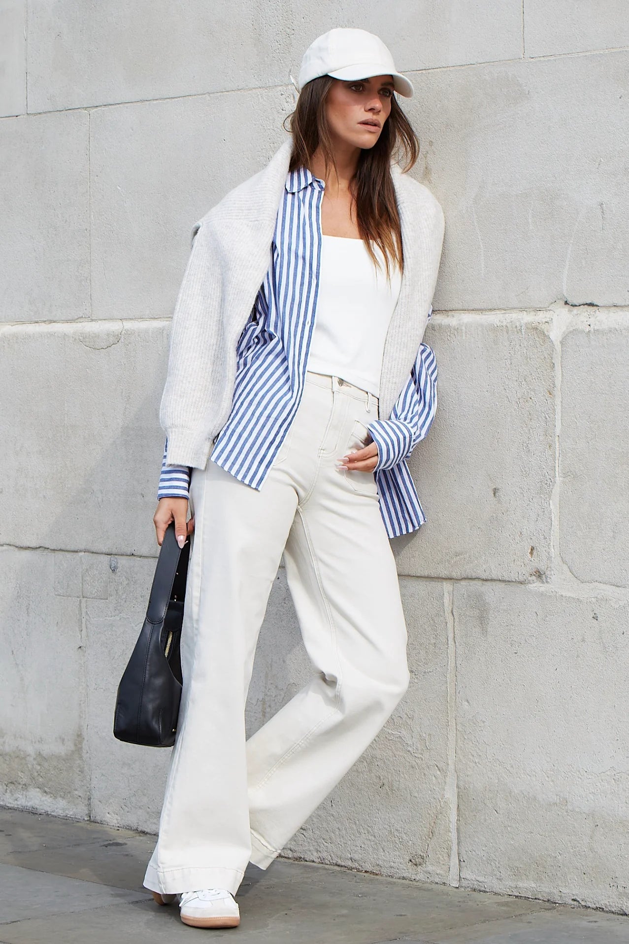 Zoey Ecru High Rise Wide Leg Jean